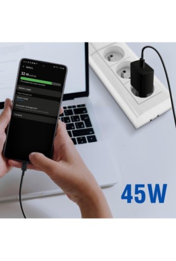 Caricabatterie da Muro USB-C Originale Samsung da 45 W + Cavo da USB-C a USB-C Super Fast Charging 2.0 - Nero