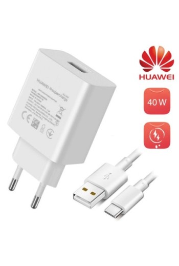 Caricabatterie Huawei SuperCharge 40W Ricarica Rapida + Cavo USB-C - Bianco