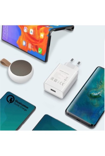 Caricabatterie Huawei SuperCharge 40W Ricarica Rapida + Cavo USB-C - Bianco