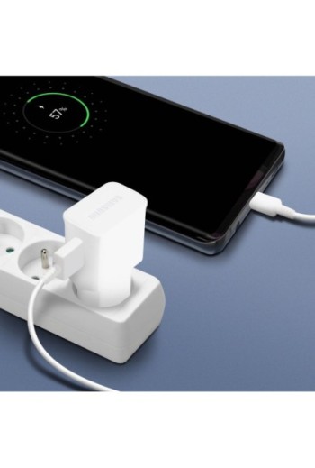 Caricabatterie USB originale Samsung Quick Charge 3.0 + cavo USB-C - Bianco