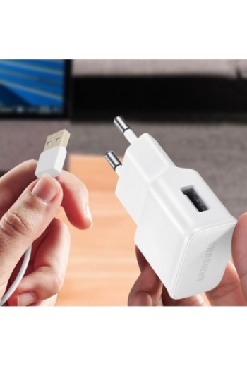 Caricabatterie USB originale Samsung Quick Charge 3.0 + cavo USB-C - Bianco