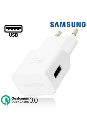 Caricabatterie originale Samsung Quick Charge Charger QC 3.0 Porta USB 15W EP-TA200EBE - bianco