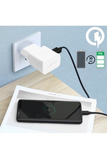 Caricabatterie originale Samsung Quick Charge Charger QC 3.0 Porta USB 15W EP-TA200EBE - bianco