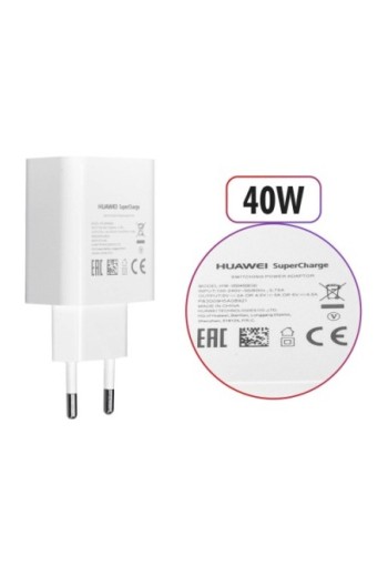 Caricatore CA Huawei SuperCharge (max 40W) con cavo USB Tipo-C (1m) - Bianco