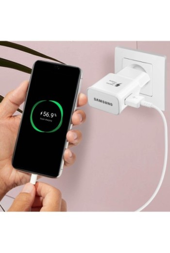 Caricabatteria originale Samsung + Cavo USB Type C – Bianco