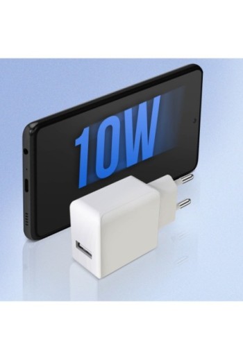 Caricabatterie con Adattatore da Muro per Smartphone USB 2.1A 10W - Bianco