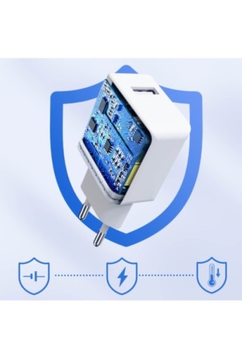 Caricabatterie con Adattatore da Muro per Smartphone USB 2.1A 10W - Bianco