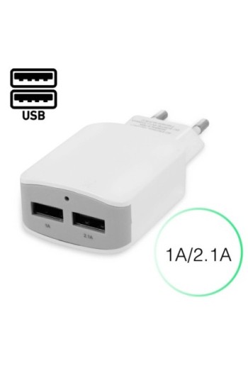Alimentatore Muro 2x Porte USB 3.1A (1A + 2.1A) ricarica simultanea 1x smartphone + 1x tablet