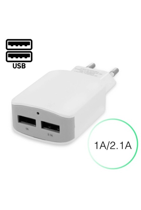 Alimentatore Muro 2x Porte USB 3.1A (1A + 2.1A) ricarica simultanea 1x smartphone + 1x tablet
