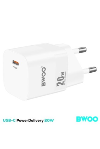 Caricatore da muro USB-C Power Delivery 20W – Bwoo Bianco