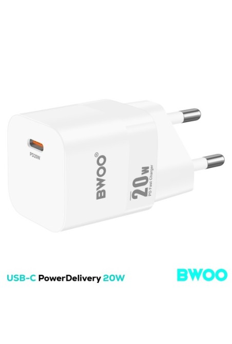 Caricatore da muro USB-C Power Delivery 20W – Bwoo Bianco