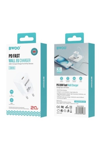 Caricatore da muro USB-C Power Delivery 20W – Bwoo Bianco