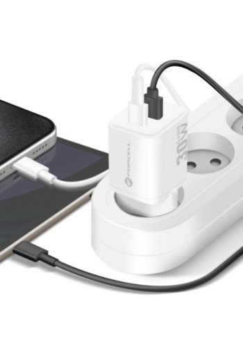 Caricatore da Muro GaN III 30W USB-C + USB - Forcell F-Energy Mini Bianco