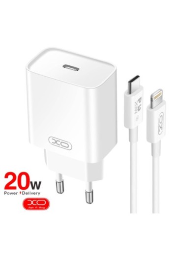 Caricabatterie USB-C 20W + cavo da USB-C a Lightning per iPhone - XO bianco