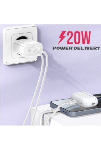 Caricabatterie USB e USB-C Power Delivery 20W Maxlife - bianco