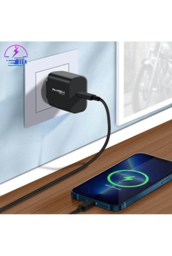 Caricabatterie da Parete USB-C Akashi Carica Rapida 20 W - Nero