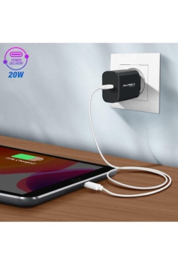 Caricabatterie da Parete USB-C Akashi Carica Rapida 20 W - Nero