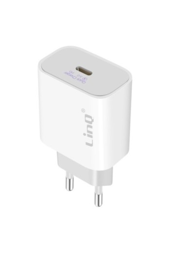 Caricabatterie da parete USB-C a ricarica rapida da 18 W LinQ - bianco