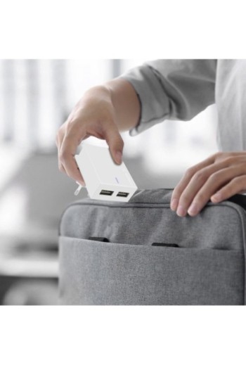 Caricabatterie da parete doppio USB 3A con cavo Smart IC USB-C serie Swissten Slim - bianco