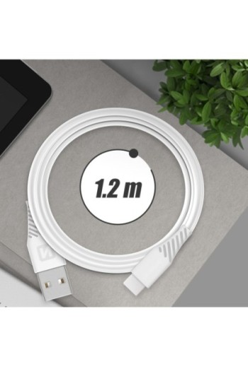 Caricabatterie da parete doppio USB 2.1A con cavo Smart IC USB-C Swissten - Bianco