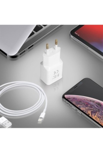 Caricabatteria Fast Charge 1 5 A con Cavo Lightning - Bianco