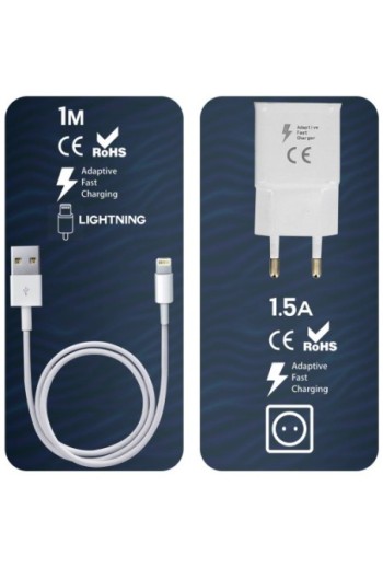 Caricabatteria Fast Charge 1 5 A con Cavo Lightning - Bianco
