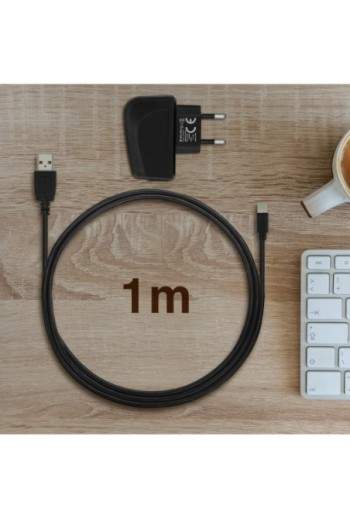 Caricabatterie 2A/5V + Cavo USB Type C Bluestar - Nero per Smartphone e Tablet