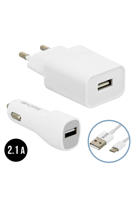Pack Caricatore Settore 2.1A + Accendisigari + Cavo USB tipo C