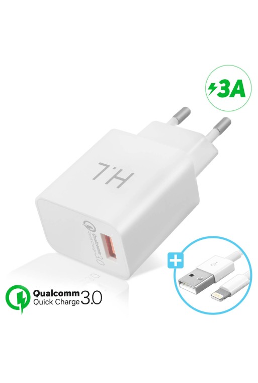 Caricabatterie da muro presa USB – potenza 1A + Cavo Lightning iPhone 5 5s 6 6s 6+ …