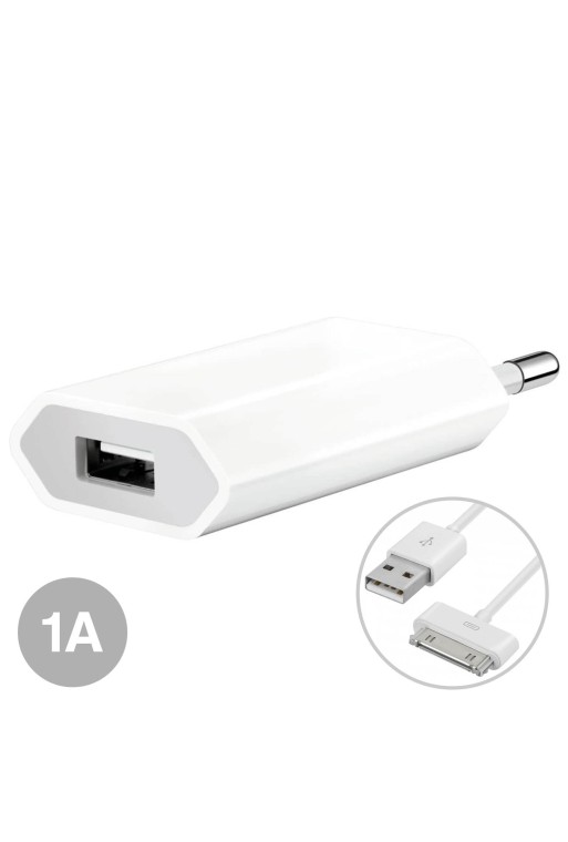 Caricabatterie da muro USB + Cavo Apple 30-pin – Bianco