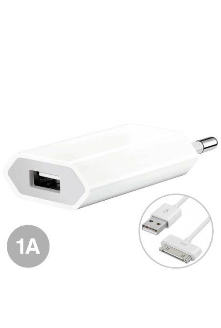 Caricabatterie da muro USB + Cavo Apple 30-pin – Bianco