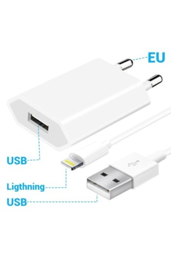 Caricabatterie + Cavo USB connettore Lightning