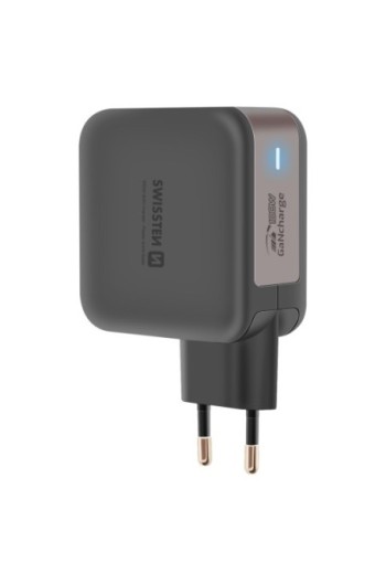 Caricatore da muro GaN 100W 3x USB-C + USB compatto – Swissten Nero