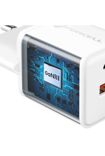 Caricatore da Muro GaN III 25W USB-C + USB - Forcell F-Energy Mini Bianco