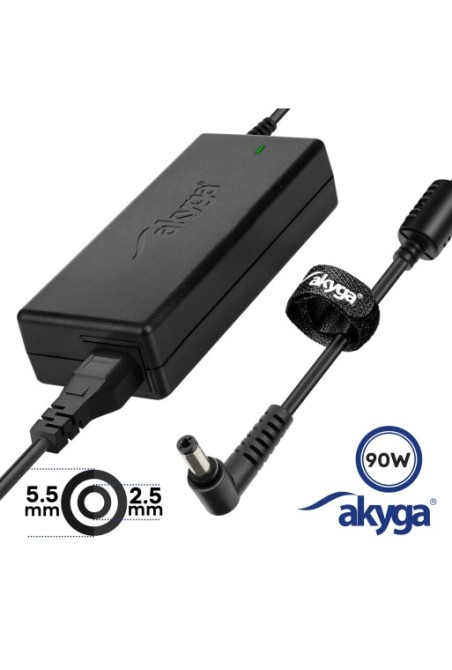 Caricabatterie da muro PC portatile 90W Laptop Connettore 5 5 x 2 5 mm Nero Akyga