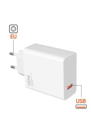 Caricabatterie da muro 120W con cavo da USB a USB-C Bianco