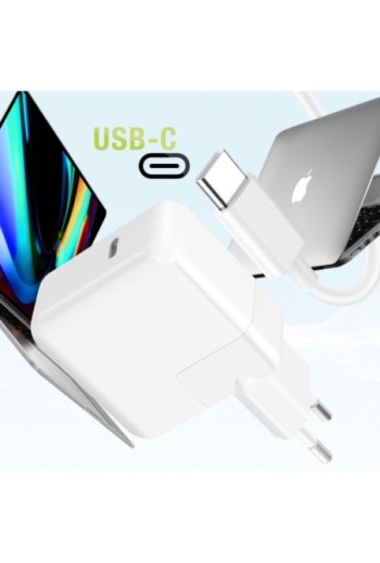 Caricabatterie USB-C per MacBook - adattatore da parete 30W + cavo USB-C 1 metro e 70 - Moxie bianco