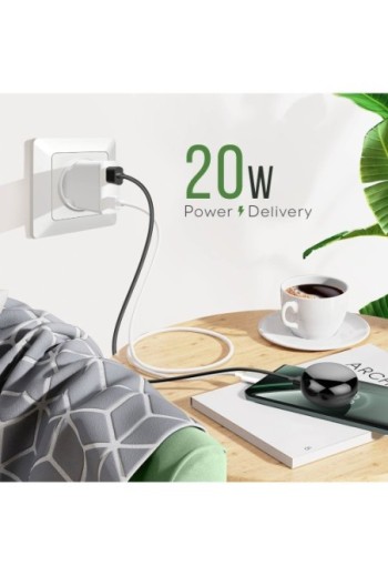 Caricabatterie da muro USB-C GaN 20W + USB - 4smarts PDPlug Duos Slim bianco