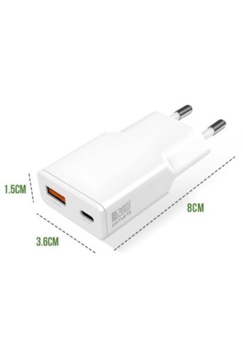 Caricabatterie da muro USB-C GaN 20W + USB - 4smarts PDPlug Duos Slim bianco