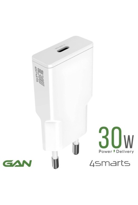 Caricabatterie da muro USB-C GaN 30W - 4smarts PDPlug Slim bianco