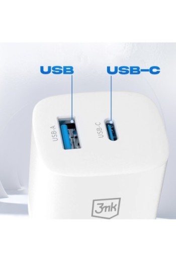 Caricabatterie USB + USB-C 33W 3mk - bianco