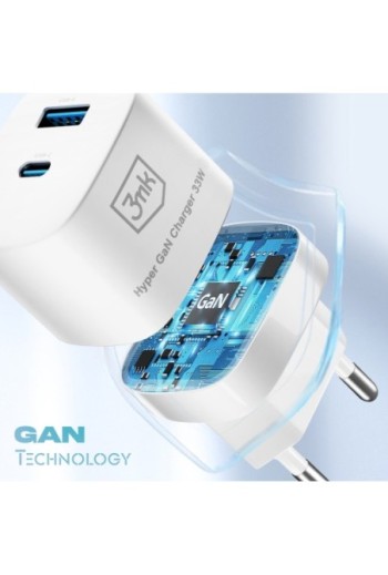 Caricabatterie USB + USB-C 33W 3mk - bianco