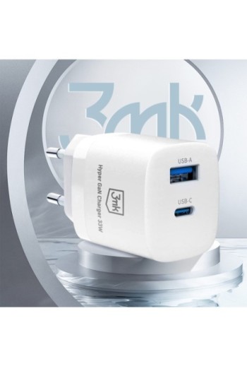 Caricabatterie USB + USB-C 33W 3mk - bianco