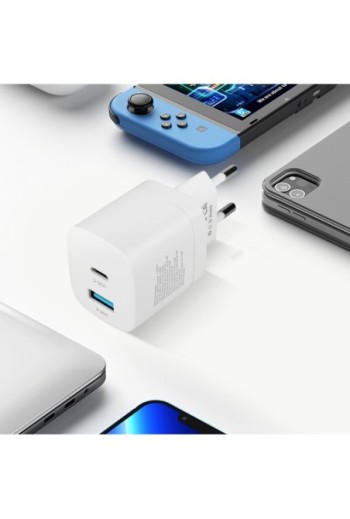 Caricabatterie USB + USB-C 33W 3mk - bianco
