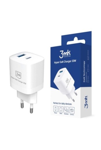 Caricabatterie USB + USB-C 33W 3mk - bianco