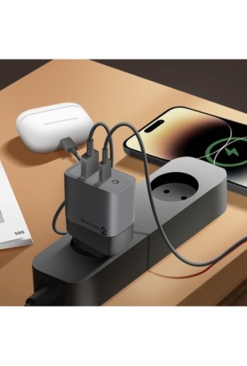 Caricabatterie GaN USB + USB-C 45W - Tactical Microgrid grigio