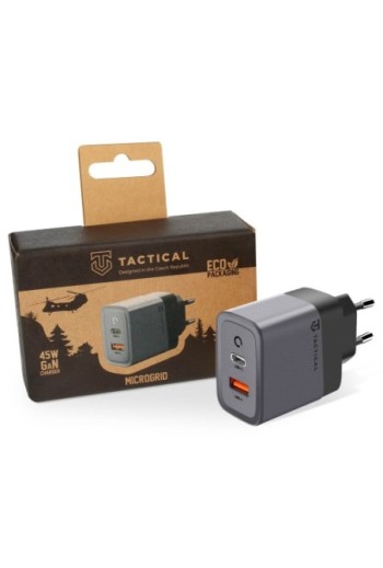 Caricabatterie GaN USB + USB-C 45W - Tactical Microgrid grigio