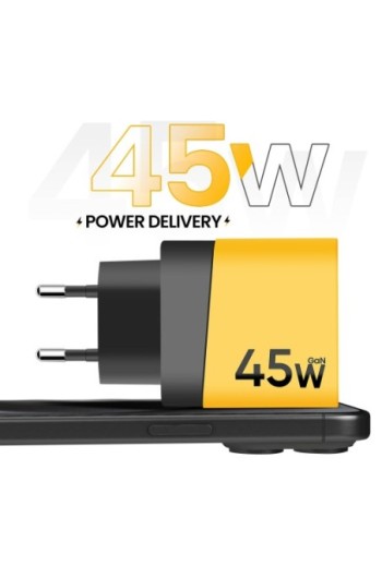 Caricabatterie GaN USB + USB-C 45W - Tactical Microgrid giallo