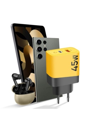 Caricabatterie GaN USB + USB-C 45W - Tactical Microgrid giallo