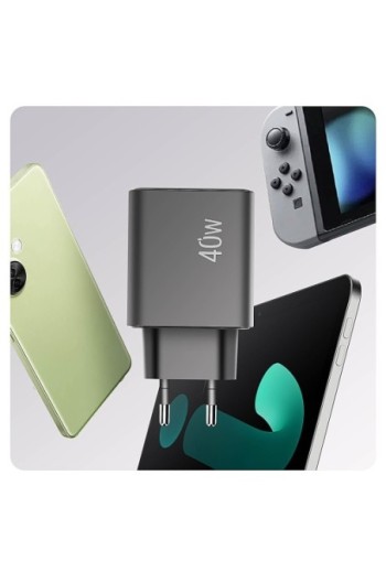 Caricabatterie da parete LinQ 40W - USB QC 3.0 + 2x USB-C Power Delivery - nero